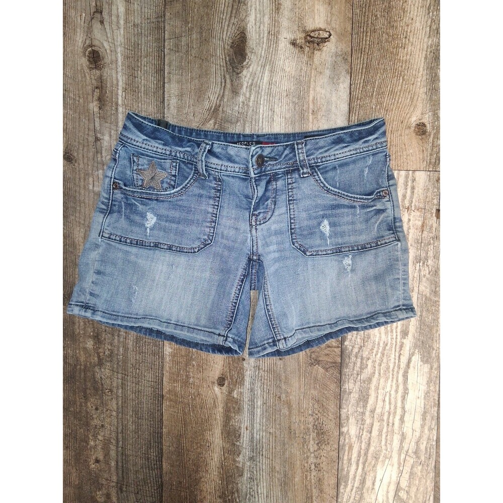 Vintage People's Liberation Distressed Star Denim Shorts 1/2 Y2K Indie Sleaze